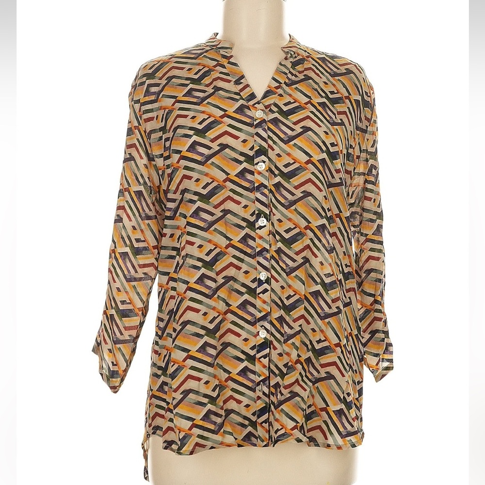 A.P.N.Y. Multicolor Geometric Button-Down Blouse